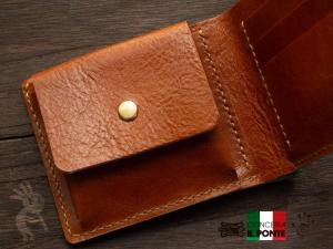 イタリアンレザー　マヤ　手縫い二つ折り財布　アクア