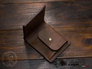イタリアンレザープエブロ+マヤ　手縫い二つ折り財布　パープルブラウン