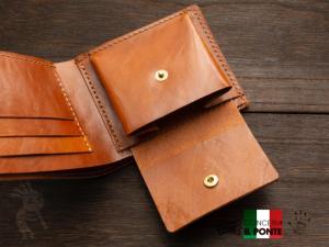 イタリアンレザー　マヤ　手縫い二つ折り財布　ターコイズ