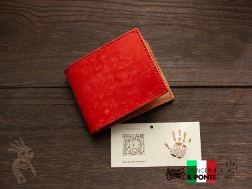 イタリアンレザー　マヤ　手縫い二つ折り財布　レッド