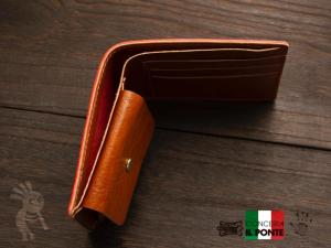 イタリアンレザー　マヤ　手縫い二つ折り財布　レッド