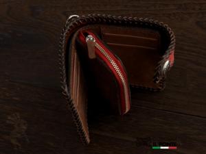 【受注製作】イタリアンレザー　かがり縫い二つ折り財布